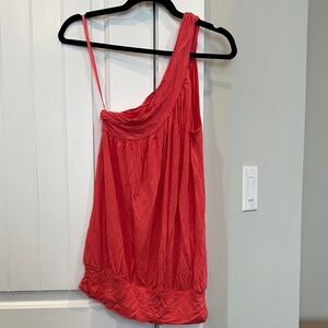 New York & Company Orange One-Shoulder Blouse